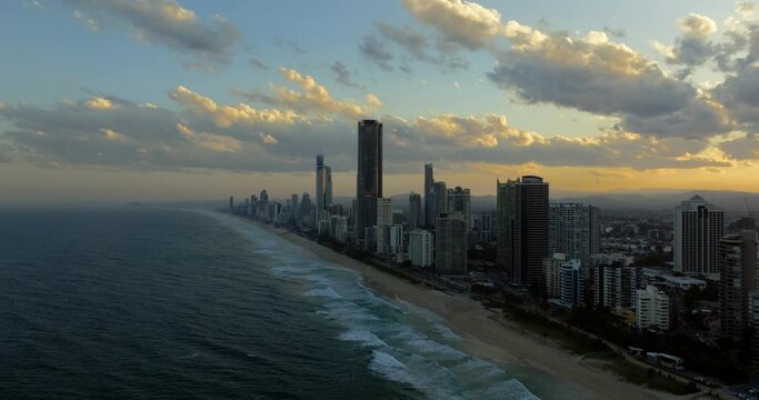 Aerial view of the Gold Coast and Surfers Paradise in Queensland, Australia