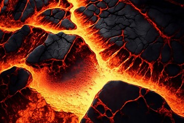 Red orange molten lava. Magma texture background. Generative AI