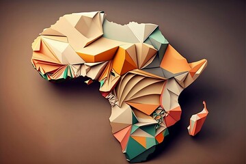 Map of Africa concept. Origami style. Generative AI