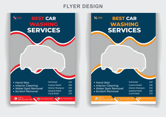 Creative car washing service and car washing business flyer template design