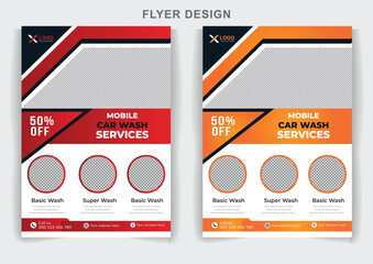 Car wash detailing car washing service creative flyer design template