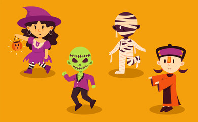 Halloween festival cartoon character vector illustration