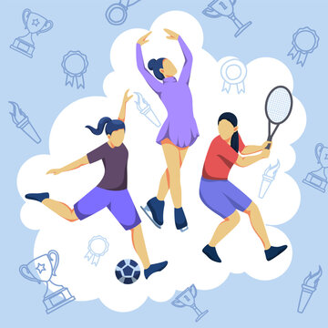 Abstract Various sports women vector