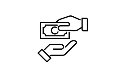Hand give money icon. payment, donation, loan. Vector illustration