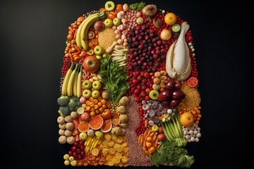 Healthy person made out of healthy food from generative ai