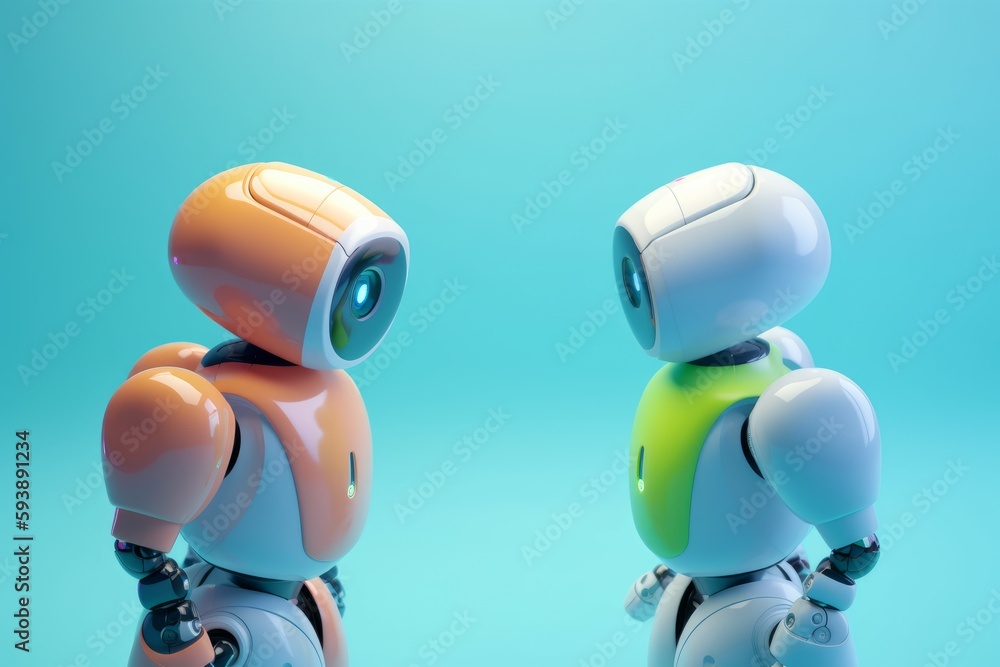Poster smalll robotic speaking. generate ai