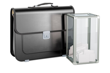 Briefcase with ballot box, 3D rendering