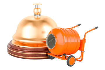 Cement mixer with reception bell, 3D rendering
