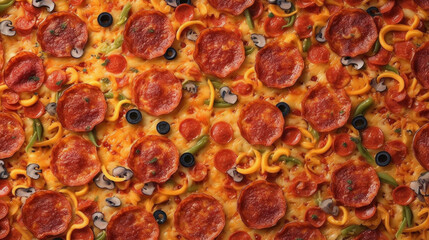 Delicious juicy pizza top view. Al generated