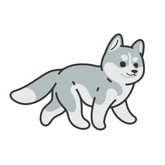 Cartoon husky illustration. Childish print for nursery, kids apparel, poster, postcard, pattern.