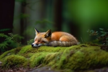 Wild fox sleeping. Generate Ai