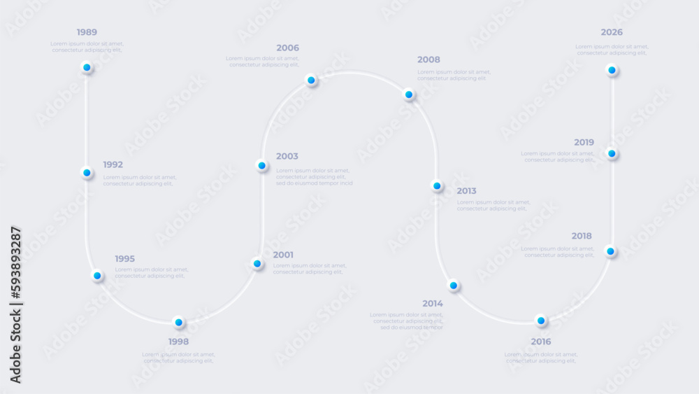 Aufkleber infographic timeline design template. example of historical events in the style of neumorphism