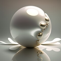 White pearls. White pearls fantasy theme in 3d style illustration. White pearls in hologram. Generative AI.
