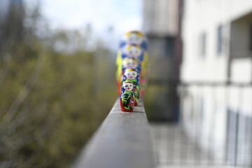 Traditional Russian nesting doll with colorful designs.