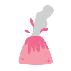 Flat hand drawn vector illustration of volcano
