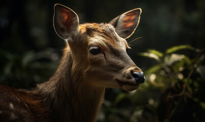 Bushbuck in the Wild: A Hyperrealistic Portrait of Nature's Beauty. Generative AI