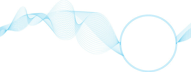 abstract vector illustration of blue colored wave lines with circle frame - vector background	