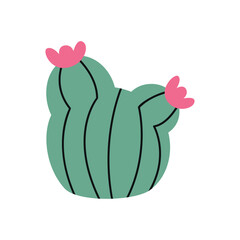 Flat hand drawn vector illustration of cactus