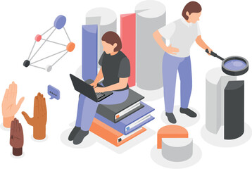 Fototapeta premium Sociology Isometric Study Composition