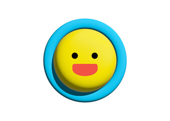 微笑んだ表情をした黄色い顔アイコンのかわいいイラスト。A cute illustration of a yellow face icon with a smiling expression.