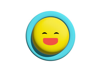 にっこりと笑顔になる黄色い顔アイコンのかわいいイラスト。A cute illustration of a yellow face icon that makes you smile.