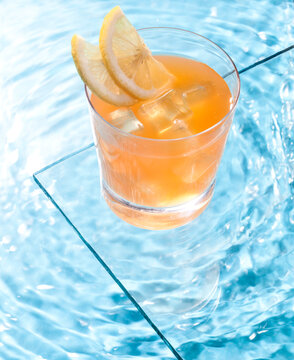 cocktail with lemon and ice