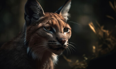 Obraz premium close up photo of Caracal in its natural habitat. Generative AI