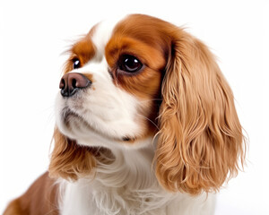photo of Cavalier King Charles Spaniel isolated on white background. Generative AI