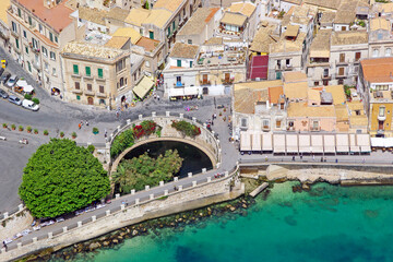 Aerial view of the Arethusa source in Syracuse Sicily
