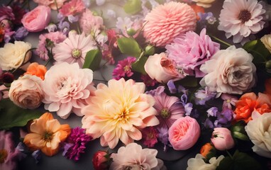 Obraz na płótnie Canvas color blossom valentine peonies flower watercolor background pink design pastel spring. Generative AI.