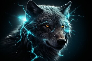Wolf head electric. Generate Ai