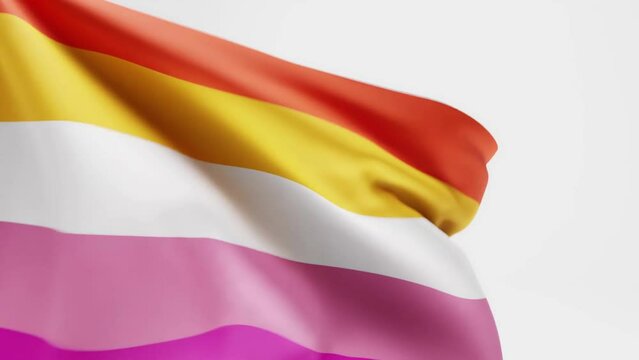 video of waving lesbian pride flag against white background; 3D render