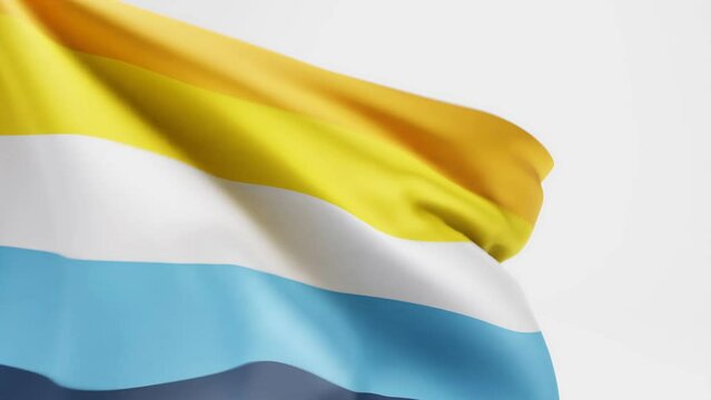 Waving aroace (aromantic asexual) pride flag against white background; 3D render