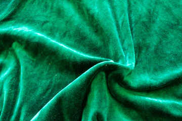 dark green velvet fabric, crumpled fabric texture