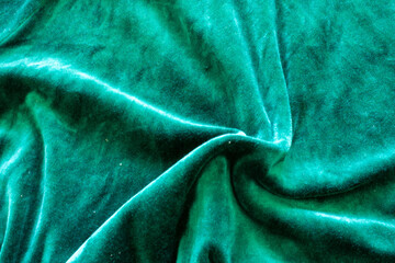 dark green velvet fabric, crumpled fabric texture