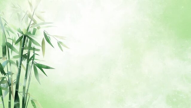 Watercolor bamboo tree animation. Text and Price can be Written on the video. Animated Illustration Or Logos can be Put. 07. Animation in the style of traditional Chinese painting