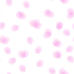 淡い水彩の花びらイラストのシームレスパターン  桜色