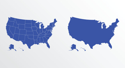 Fototapeta premium Blue United States of America Map with States, Political USA Map