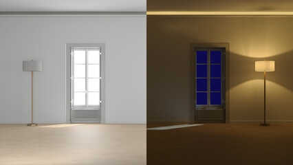 Obraz premium empty room day and night