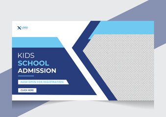Kids school admission youtube video thumbnail and web banner Design template