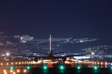 大阪伊丹空港離着陸（Takeoff and landing at Osaka Itami Airport） - obrazy, fototapety, plakaty