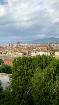 Panorama of Florence, Italy. View of the city and Florence Cathedral. Visiting Italian cities.