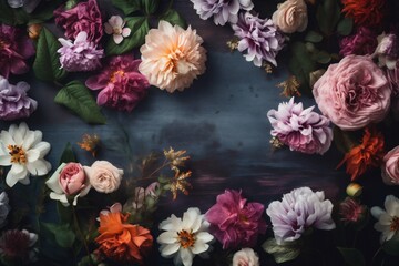 spring design watercolor peonies flower color valentine up pastel background mock blossom. Generative AI.