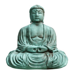 Statue of the Amida Buddha isolated on transparent background. 3D rendering
