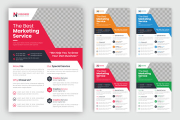 Corporate business flyer design template with blue yellow red green color	