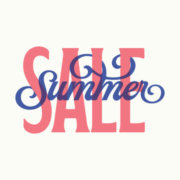 Summer sale text scripts with swashes pairing and interaction with capital letters 
