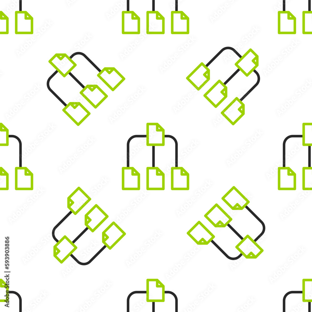 Aufkleber line folder tree icon isolated seamless pattern on white background. computer network file folder or