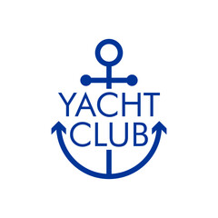 Logo Nautical. Ancla de barco lineal con frase yacht club