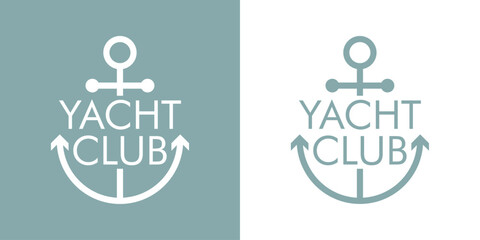 Logo Nautical. Ancla de barco lineal con frase yacht club