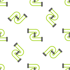 Line Industry metallic pipe icon isolated seamless pattern on white background. Plumbing pipeline parts of different shapes. Vector Illustration